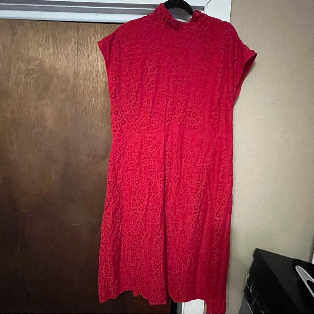 Mossimo Red Lace Dress Mock Neck